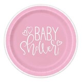 Baby Shower bordje hartjes roze 22 cm | 8 stuks