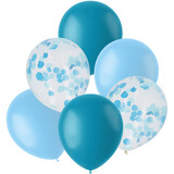 Folat Ballonnen Mix blauw en mint 30cm | 6 stuks Folat Ballonnen Mix blauw en mint 30cm | 6 stuks