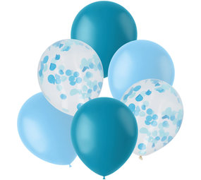 Folat Ballonnen Mix blauw en mint 30cm | 6 stuks Folat Ballonnen Mix blauw en mint 30cm | 6 stuks