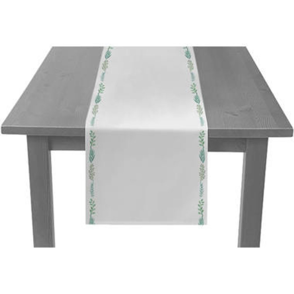 Folat Table runner white with leaves 240x35cm | per Unit Folat Table runner white with leaves 240x35cm | per Unit