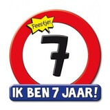 Paper Dreams Verkeers deurbord 7 jaar GROOT ca 50cm Paper Dreams Verkeers deurbord 7 jaar GROOT ca 50cm