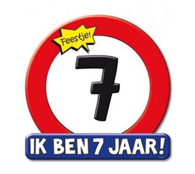 Paper Dreams Verkeers deurbord 7 jaar GROOT ca 50cm Paper Dreams Verkeers deurbord 7 jaar GROOT ca 50cm