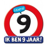 Paper Dreams Verkeers deurbord 9 jaar GROOT ca 50cm