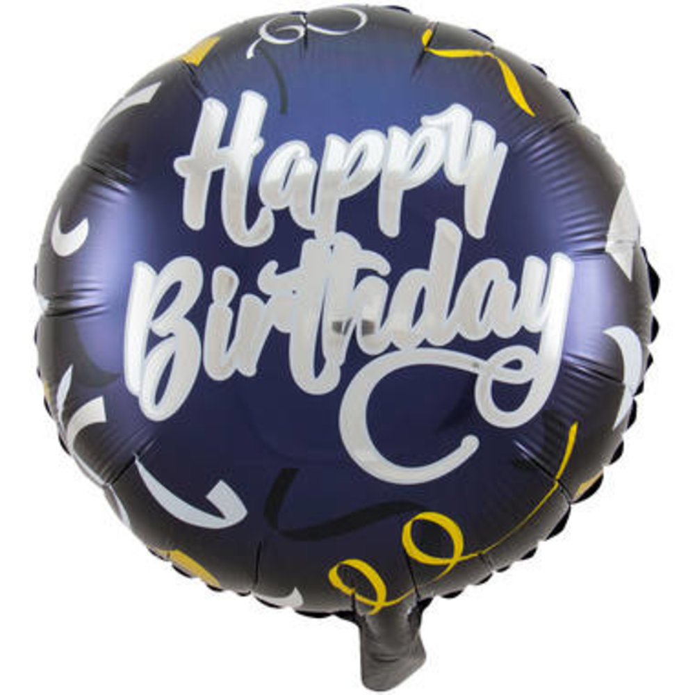 Folat Ballon hélium Happy Birthday noir/or 45cm | par unité Folat Ballon hélium Happy Birthday noir/or 45cm | par unité