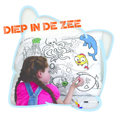 Happy Pillow Happy Pillow Kussensloop DIY Diep In De Zee 69x58cm | per stuk