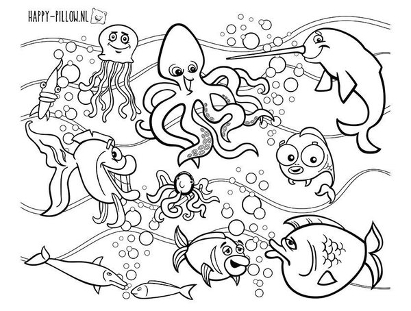 Happy Pillow Happy Pillow pillowcase DIY deep in the sea 69x58cm | per Unit