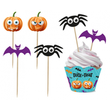 Godan Halloween BOO! prikkers met cupcake wrappers  | 2 x 6 stuks Godan Halloween BOO! prikkers met cupcake wrappers  | 2 x 6 stuks