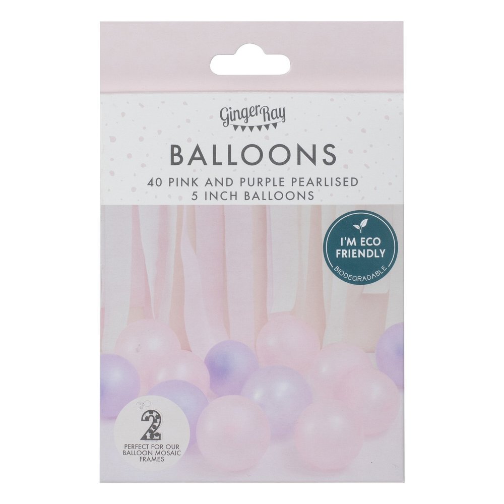 Ginger Ray Rosa und lila Perlenballons 13cm | pro Set 40 Stück Ginger Ray Rosa und lila Perlenballons 13cm | pro Set 40 Stück