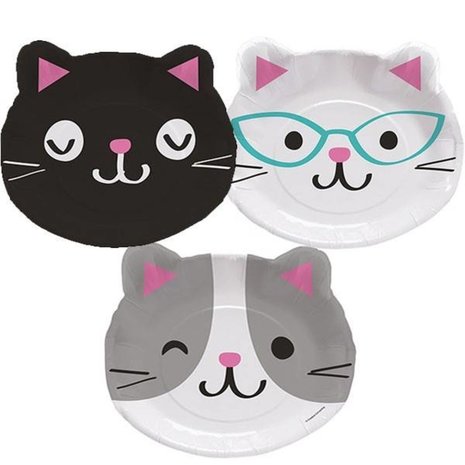 Creative Converting Cats Party Shape Plates 23cm | 8 pieces Creative Converting Cats Party Shape Plates 23cm | 8 pieces