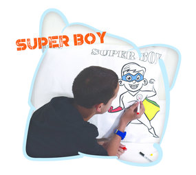 Happy Pillow Super Boy Happy Pillow Kussensloop DIY 69x58cm | per stuk Happy Pillow Super Boy Happy Pillow Kussensloop DIY 69x58cm | per stuk