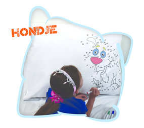 Happy Pillow Happy Pillow Kussensloop DIY Hondje 69x58cm | per stuk Happy Pillow Happy Pillow Kussensloop DIY Hondje 69x58cm | per stuk