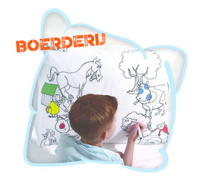 Happy Pillow Happy Pillow Kussensloop DIY Boerderij 69x58cm | per stuk Happy Pillow Happy Pillow Kussensloop DIY Boerderij 69x58cm | per stuk