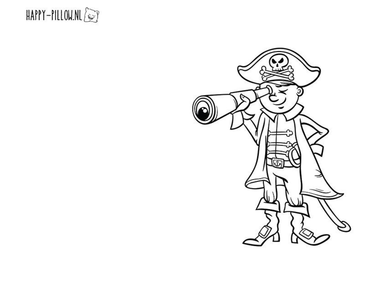 Happy Pillow Happy Pillow Kussensloop DIY Piraatje 69x58cm | per stuk Happy Pillow Happy Pillow Kussensloop DIY Piraatje 69x58cm | per stuk