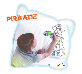 Happy Pillow Happy Pillow pillowcase DIY Piraatje 69x58cm | per Unit Happy Pillow Happy Pillow pillowcase DIY Piraatje 69x58cm | per Unit