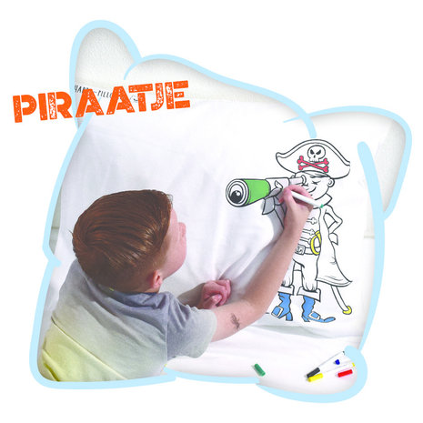 Happy Pillow Happy Pillow Taie d'oreiller DIY Piraatje  69x58cm | par unité Happy Pillow Happy Pillow Taie d'oreiller DIY Piraatje  69x58cm | par unité