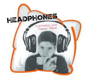 Happy Pillow Happy Pillow Kussensloop DIY Headphones 69x58cm | per stuk Happy Pillow Happy Pillow Kussensloop DIY Headphones 69x58cm | per stuk