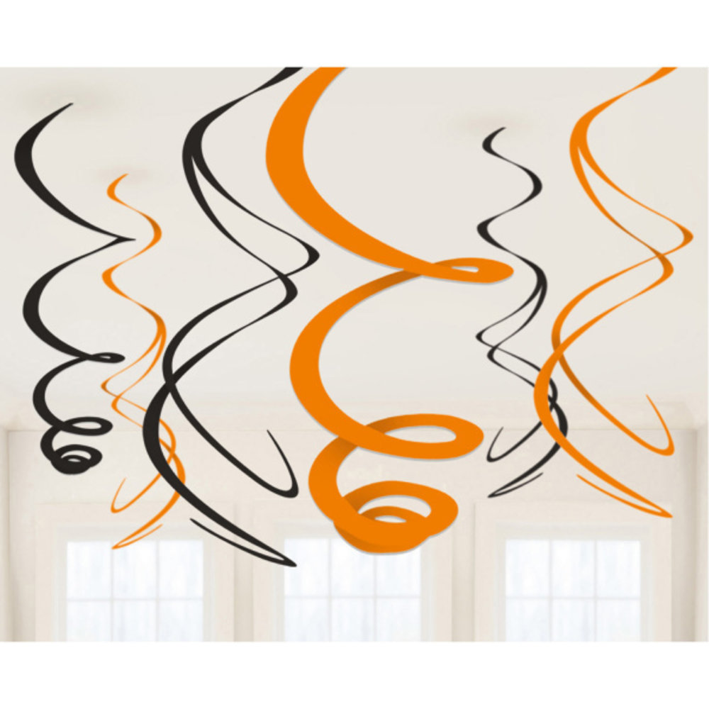 Amscan Oranje en zwarte swirls | 6 stuks Amscan Oranje en zwarte swirls | 6 stuks