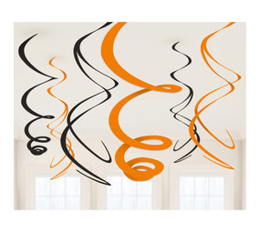 Amscan Tourbillons orange et noir | 6 pièces Amscan Tourbillons orange et noir | 6 pièces