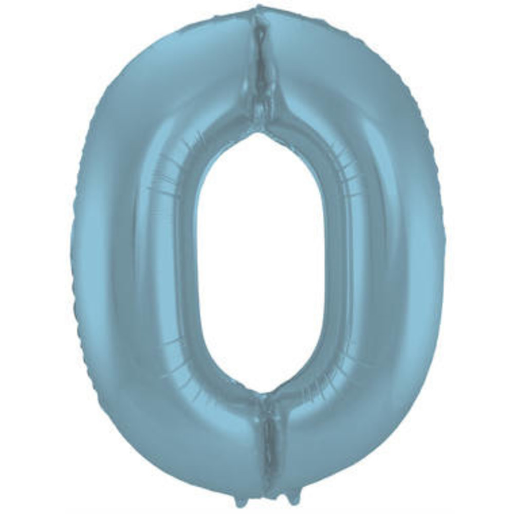 Folat Folie ballon cijfer 0 Mat Pastel Blauw | 86cm