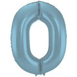 Folat Folie ballon cijfer 0 Mat Pastel Blauw | 86cm Folat Folie ballon cijfer 0 Mat Pastel Blauw | 86cm