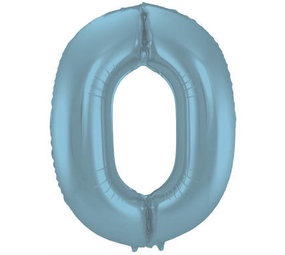 Folat Ballon aluminium numéro 0 bleu pastel mat | 86cm Folat Ballon aluminium numéro 0 bleu pastel mat | 86cm