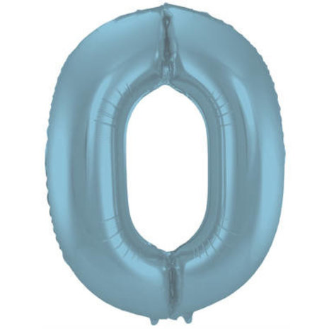 Folat Folie Balloon Number 0 Mat Pastel Blue | 86cm