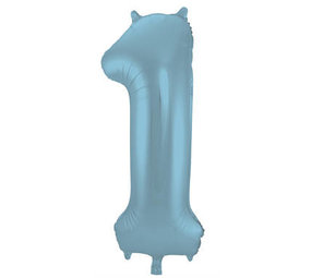 Folat Ballon aluminium numéro 1 bleu pastel mat | 86cm Folat Ballon aluminium numéro 1 bleu pastel mat | 86cm