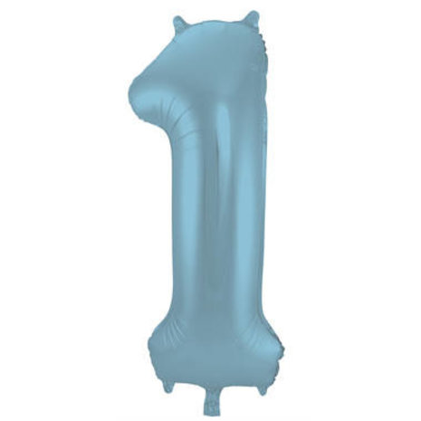 Folat Folie Balloon Number 1 Matt Pastel Blue | 86cm Folat Folie Balloon Number 1 Matt Pastel Blue | 86cm