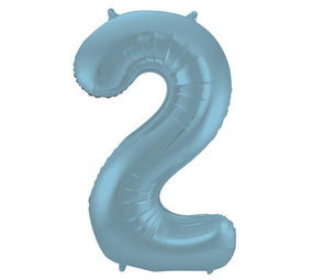 Folat Ballon aluminium numéro 2 bleu pastel mat | 86cm Folat Ballon aluminium numéro 2 bleu pastel mat | 86cm