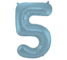 Folat Folienballon Zahl 5 Matt Pastellblau | 86cm Folat Folienballon Zahl 5 Matt Pastellblau | 86cm