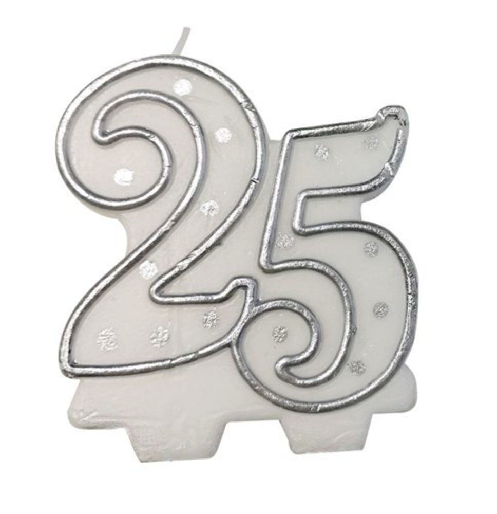 Kerze 25 Jahre Wit-Silver