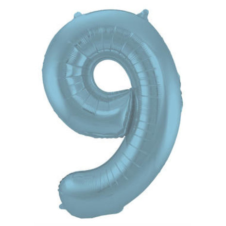 Folat Folie Balloon Number 9 Mat Pastel Blue | 86cm