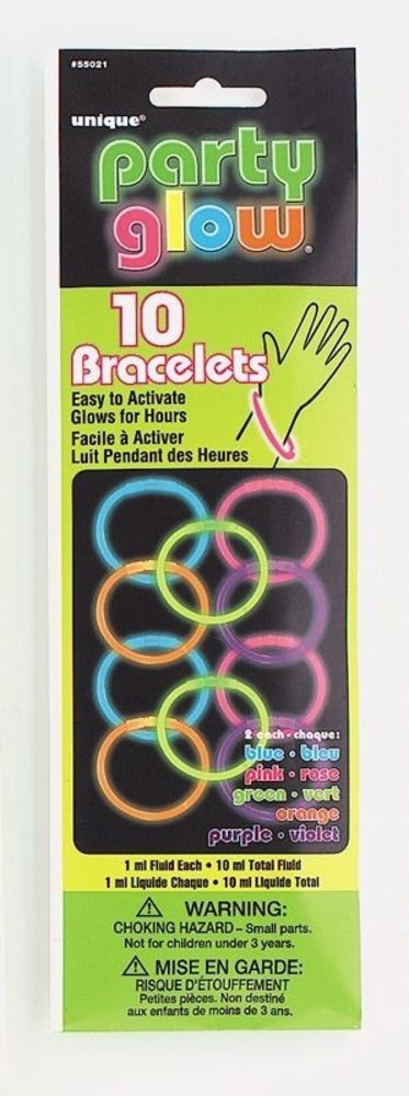 Unique Party Bracelets disco néon - 10 pièces