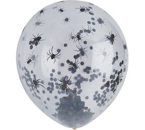 Hootyballoo Balloons with spiders and black confetti 33cm | 5 pieces Hootyballoo Balloons with spiders and black confetti 33cm | 5 pieces