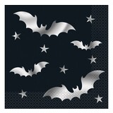 Unique Party Servietten Fledermaus schwarz-silber 33x33cm | 20 Teile Unique Party Servietten Fledermaus schwarz-silber 33x33cm | 20 Teile