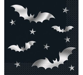 Unique Party Servietten Fledermaus schwarz-silber 33x33cm | 20 Teile Unique Party Servietten Fledermaus schwarz-silber 33x33cm | 20 Teile