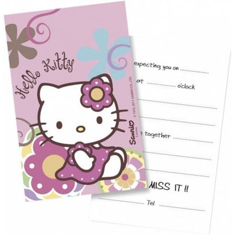 Uitnodiging Hello Kitty | 6 stuks Uitnodiging Hello Kitty | 6 stuks