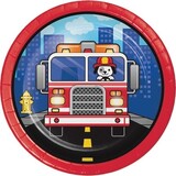 Creative Converting Brandweer Bordjes Flaming Fire Truck 18cm | 8 stuks Creative Converting Brandweer Bordjes Flaming Fire Truck 18cm | 8 stuks