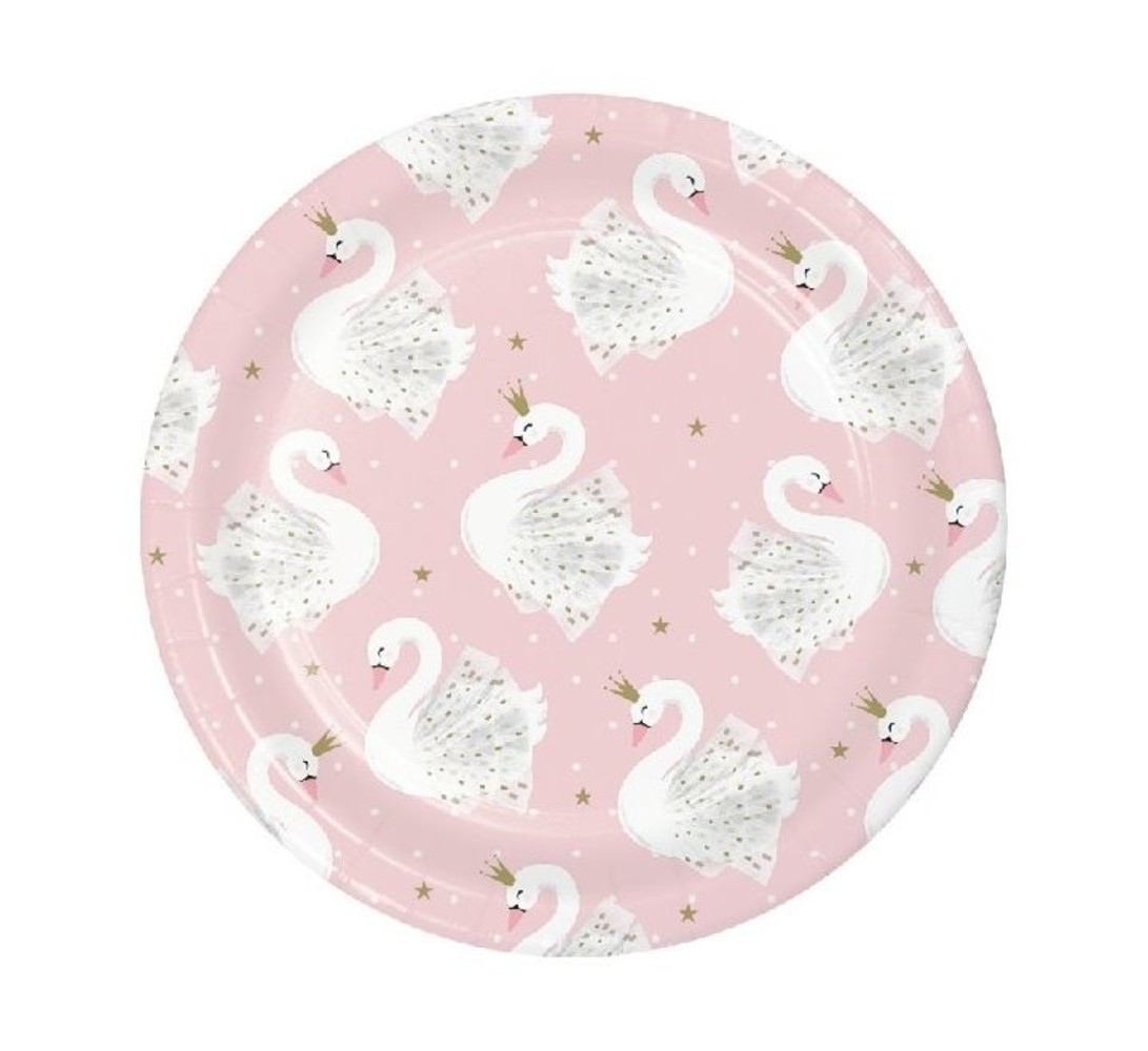 Creative Converting Borden Zwaan 18cm | 8 stuks Creative Converting Borden Zwaan 18cm | 8 stuks