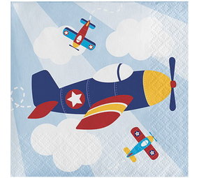 Creative Converting Flugzeug Servietten 24x24cm | 16 Stück Creative Converting Flugzeug Servietten 24x24cm | 16 Stück