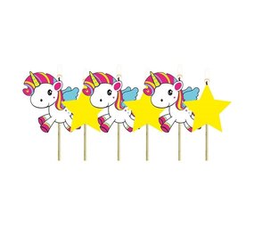 Folat Einhorn Kinder Kuchenkerzen 6x3cm | 6 Stück