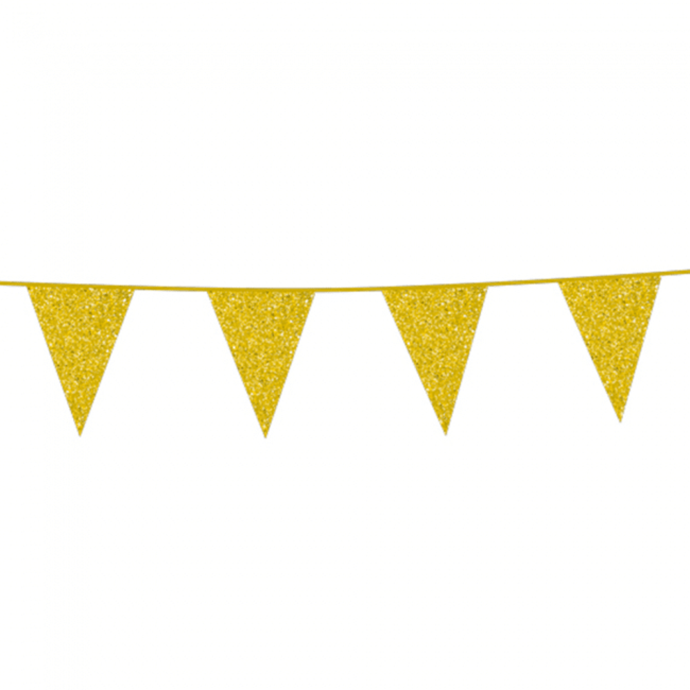 Haza - Witbaard Gouden Glitter Vlaggenlijn 6 mtr | per stuk Haza - Witbaard Gouden Glitter Vlaggenlijn 6 mtr | per stuk