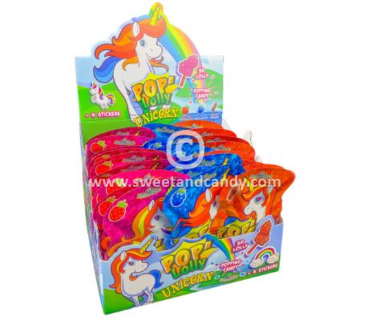 Pop Lolly Unicorn + 4 stickers 16 gr | per bag