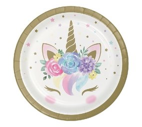 Creative Converting Assiettes Bébé Licorne 17.5cm | 8 pièces