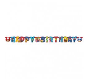 Amscan Super Mario Slinger Happy Birthday 190x15cm | per stuk Amscan Super Mario Slinger Happy Birthday 190x15cm | per stuk
