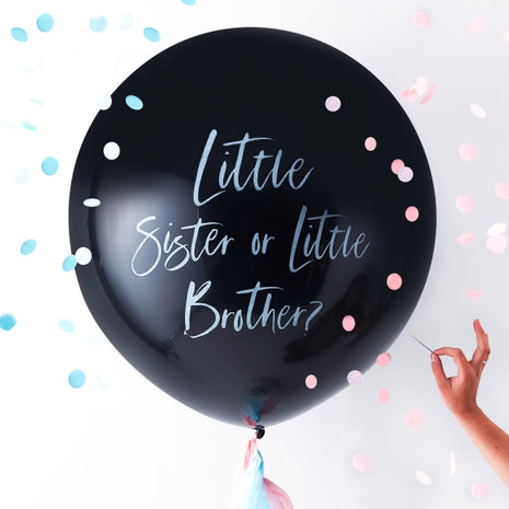 Ginger Ray Gender Reveal Party Ballon Little Sister or Little Brother | 90cm Ginger Ray Gender Reveal Party Ballon Little Sister or Little Brother | 90cm