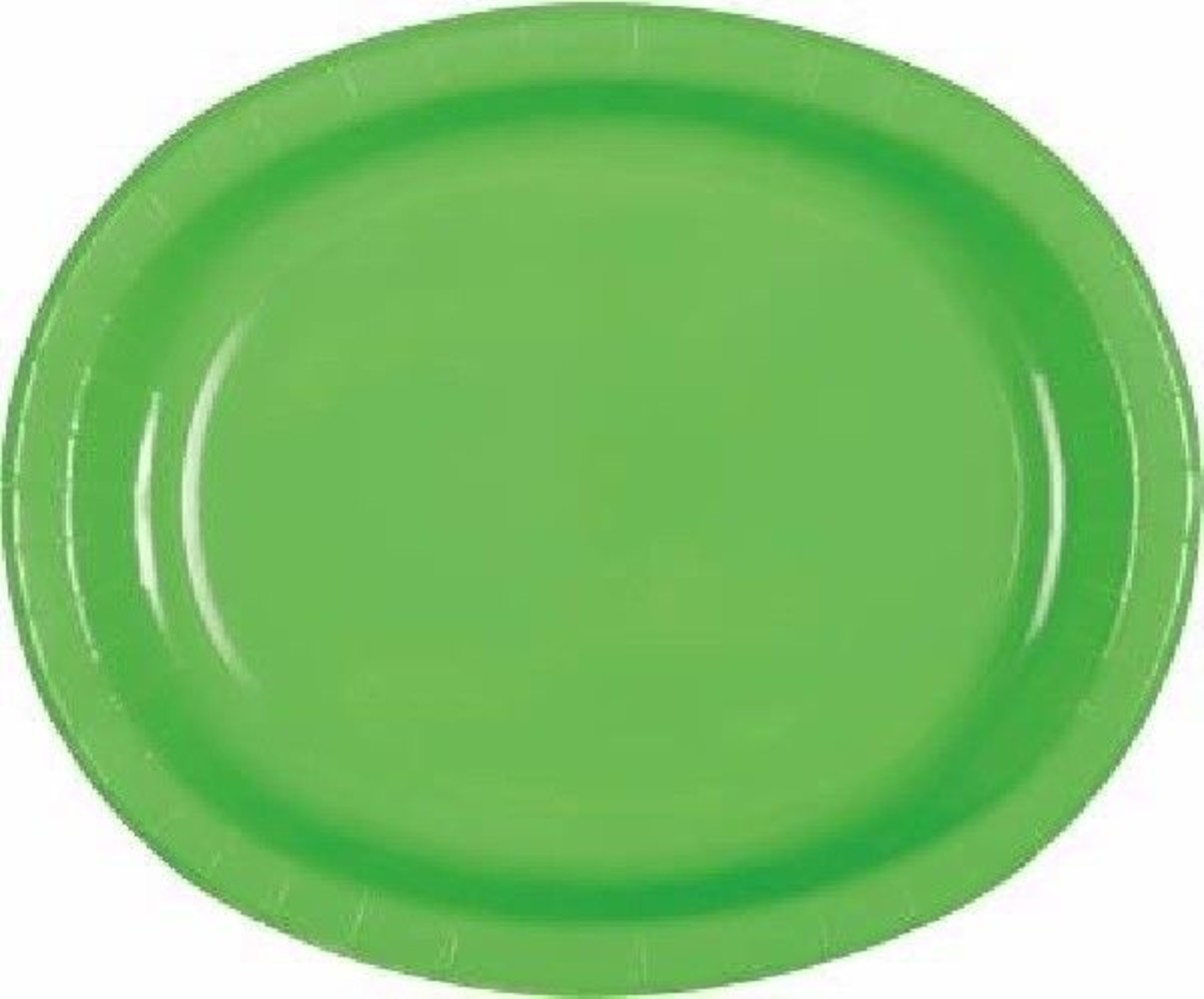 Unique Party Green bowls oval lime green 30x25cm | 8 pieces