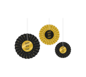 Paper Dreams Papieren Waaiers Happy New Year Classy | 3 stuks