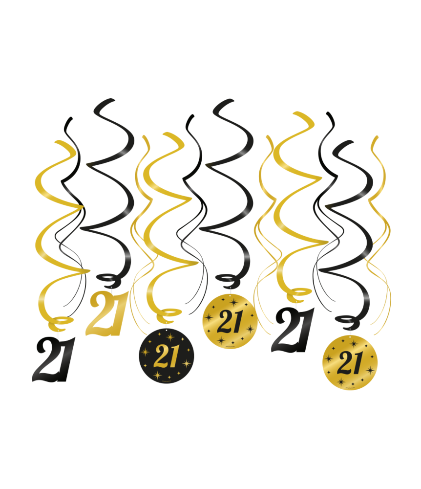 Paper Dreams Hangdecoratie Swirls 21 jaar Classy 70x14cm | 6 stuks