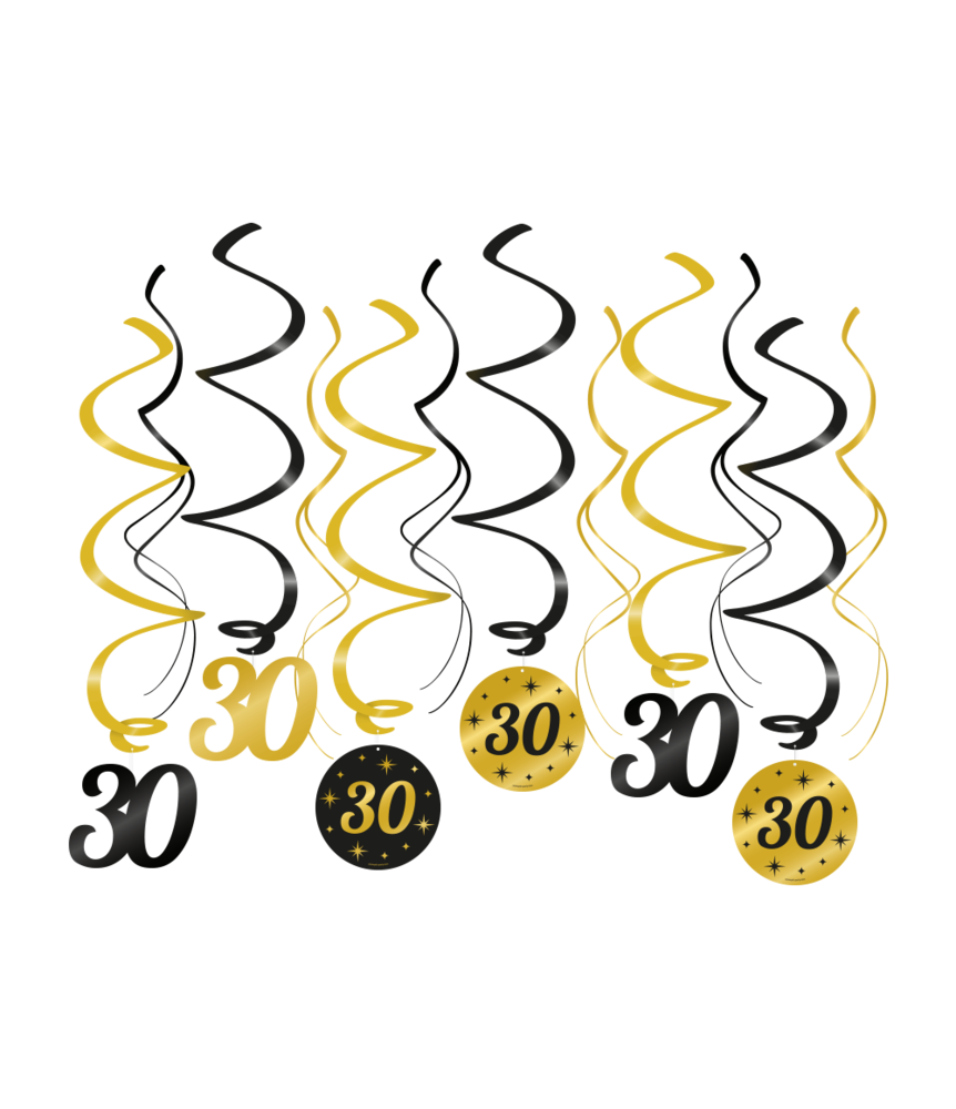 Paper Dreams Hang decoration Swirls 30 years Classy 70x14cm | 6 pieces